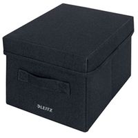 leitz fabric storage box with lid twinpack small grey 61460089