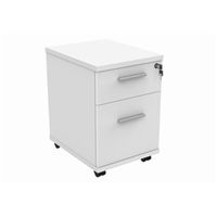 mobile under desk office storage unit 2 drawers arctic white