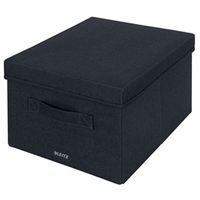 leitz fabric storage box with lid twinpack medium grey 61440089