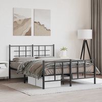 vidaxl estructura cama sin colchon con estribo metal negro 135x190 cm