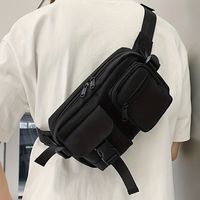 bolso de cintura minimalista con multiples bolsillos para hombres en negro bolso de pecho elegante gran capacidad bolso cruzado con multiples bolsillos bolso de verano para telefono movil