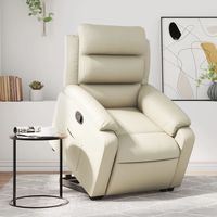 vidaxl sillon reclinable elevable cuero artificial color crema