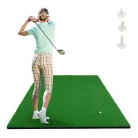 costway alfombrilla de golf estandar realistica alfombra de cesped sintetico para jugar al golf 3 tee de golf para uso interno y externo 15 x 1 m