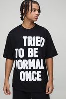 camiseta oversize con estampado grafico destenido de tried to be normal once negro