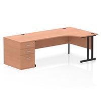 impulse 1800 rh crescent desk beechblack cantilever 800 desk high ped