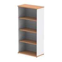 impulse 1600mm bookcase oak and white