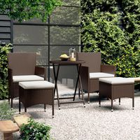 vidaxl set de bistro de jardin 5 pzas ratan pe vidrio templado marron