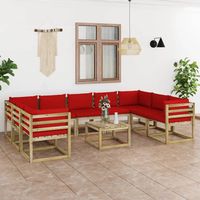 vidaxl set de muebles de jardin 10 pzas con cojines madera impregnada