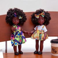 muneca negra de 14 pulgadas muneca afroamericana juego completo muneca negra de pelo rizado para ninas el mejor regalo para ninas halloweendia de accion de graciasregalo de navidad