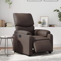 vidaxl sillon reclinable electrico de cuero sintetico marron