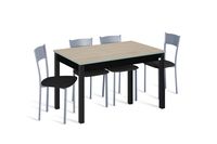 conjunto de mesa fija syl 110x70 robleneg  4 sillas asiento neg