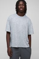 camiseta oversize recta jaspeada cardada gris