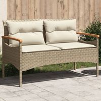 vidaxl banco de jardin y cojines ratan sintetico beige 116x625x74 cm