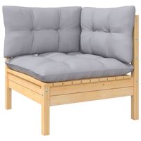 vidaxl sofa de esquina de jardin y cojines grises madera maciza acacia