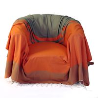 manta para sillon de algodon naranja y verde almendra 200x200