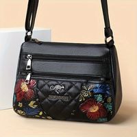 bolso de bandolera bordado con flores para mujeres bolso de hombro de piel sintetica de moda - regalo perfecto para madres