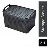 strata charcoal grey large 21l handy basket with lid