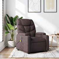 vidaxl sillon de masaje reclinable de tela marron oscuro