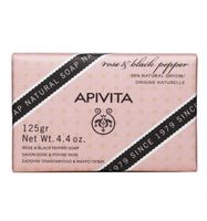 apivita pastilla jabon natural con rosa y pimienta negra 125g