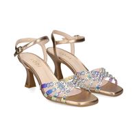 lodi sandalias con tacon mujer - marron dorado talla 37