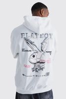 sudadera oversize con capucha y estampado de playboy blanco