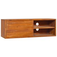 vidaxl mueble de tv de pared madera maciza de teca 90x30x30 cm