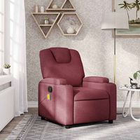 vidaxl sillon de masaje reclinable de tela color vino tinto