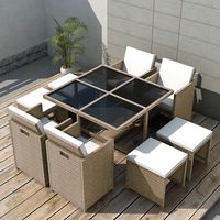 vidaxl set comedor de jardin 9 piezas y cojines ratan sintetico beige