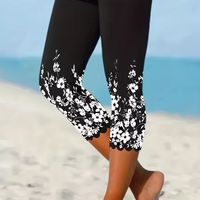 leggings ajustados cortos con estampado floral leggings elasticos casuales para todos los dias ropa de mujer