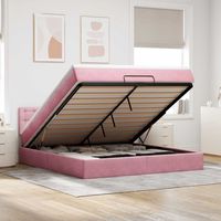 vidaxl estructura cama otomana con colchon terciopelo rosa 180x200 cm