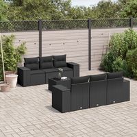 vidaxl set de comedor de jardin 7 pzas y cojines ratan sintetico negro