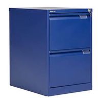 bisley 2 drawer classic steel filing cabinet - blue - bs2eblue