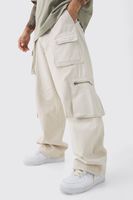 pantalon cargo holgado destenido con cintura fija beige