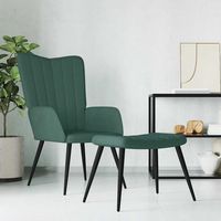 vidaxl sillon de relax con taburete terciopelo verde oscuro