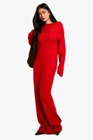 vestido jersey oversize premium de punto canale con escote bardot rojo