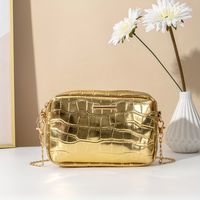 bolso cuadrado con estampado de cocodrilo bolso cruzado con cadena de moda mini bolso dorado de mano para mujer