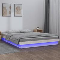 vidaxl estructura de cama doble led sin colchon madera maciza blanco