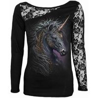 spiral camiseta manga larga celtic unicorn para mujer