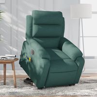 vidaxl sillon masaje electrico reclinable elevable tela verde oscuro