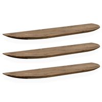 pack 3 estanterias redondeadas de madera flotantes marron 160x32cm