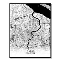 poster shanghai mapa en bn 40x50