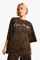 camiseta oversize con estampado de leopardo y apliques los angeles brown