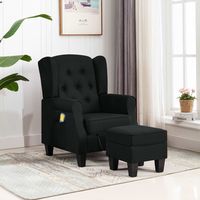 vidaxl sillon de masaje con reposapies tela negro