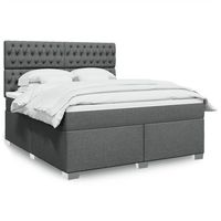 vidaxl cama box spring con colchon tela gris oscuro 180x200 cm