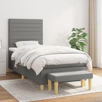 vidaxl cama box spring con colchon tela gris oscuro 90x200 cm