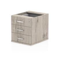 impulse 3 drawer fixed pedestal grey oak