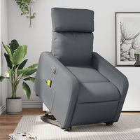 vidaxl sillon de masaje elevable electrico cuero sintetico gris