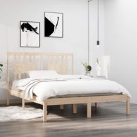 vidaxl estructura de cama doble pequena sin colchon madera maciza