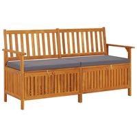 vidaxl banco de almacenaje con cojin madera maciza de acacia 148 cm