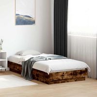 vidaxl estructura de cama sin colchon madera roble ahumado 90x190 cm